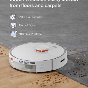 Roborock S5 MAX Robot Vacuum and Mop, Robotic Vacuum Cleaner with Electric-Tank, Self-Charging, Lidar Navigation, Selective Room Cleaning, No-mop Zones, 2000Pa Suction, 180mins Runtime (Renewed)