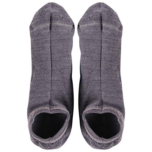 ZEAL WOOD Merino Wool No Show Running Tennis Golf Cycling Socks for Men Womens Mens Hiking Socks Women Men Moisture Wicking Ankle Athletic Socks Low Cut Wool Socks Gifts for Women 3 Pairs-Grey L