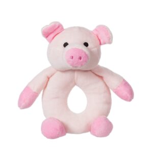 Apricot Lamb Baby Lovey Pig Soft Rattle Toy, Plush Stuffed Animal for Newborn Soft Hand Grip Shaker Over 0 Months (Pink Pig, 6 Inches)