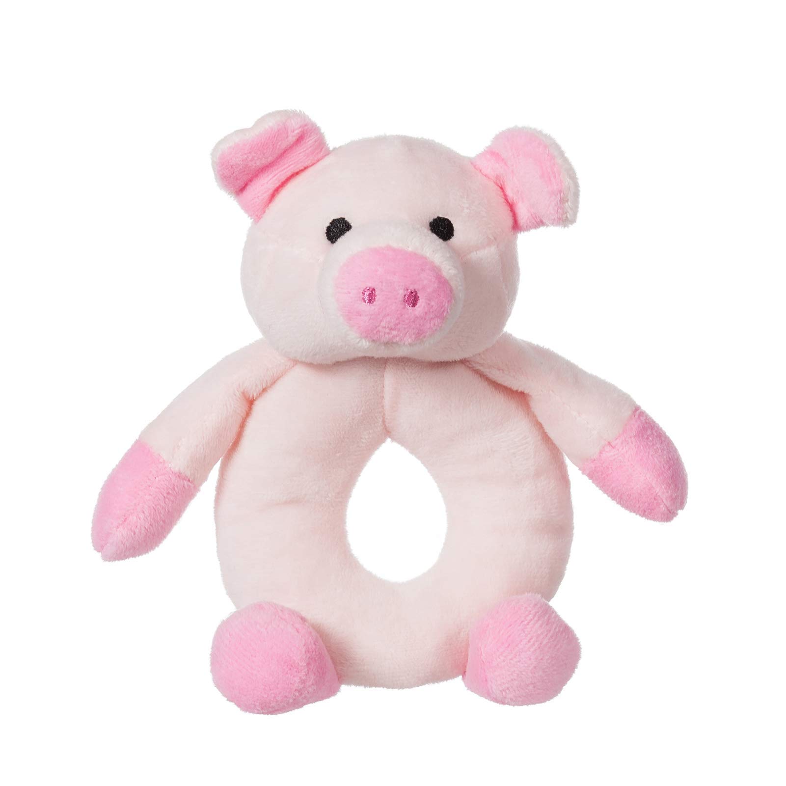 Apricot Lamb Baby Lovey Pig Soft Rattle Toy, Plush Stuffed Animal for Newborn Soft Hand Grip Shaker Over 0 Months (Pink Pig, 6 Inches)