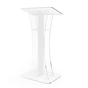 fixturedisplays® podium clear ghost acrylic w/white cross1803-310 easy assembly required 1803-310-new