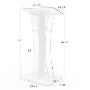 FixtureDisplays® Podium Clear Ghost Acrylic w/White Cross1803-310 Easy Assembly Required 1803-310-NEW