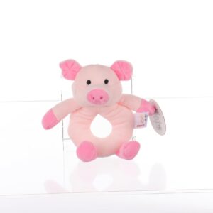 Apricot Lamb Baby Lovey Pig Soft Rattle Toy, Plush Stuffed Animal for Newborn Soft Hand Grip Shaker Over 0 Months (Pink Pig, 6 Inches)