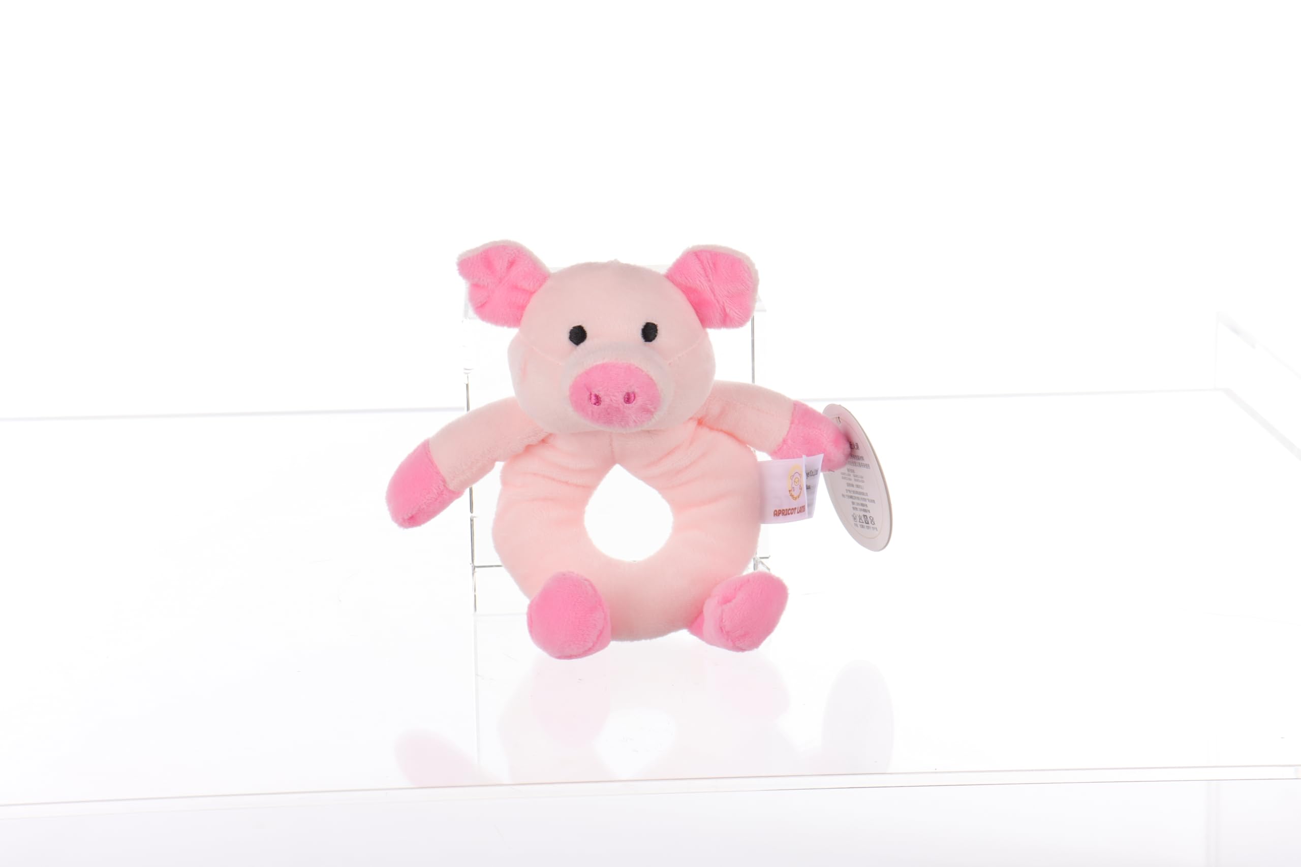 Apricot Lamb Baby Lovey Pig Soft Rattle Toy, Plush Stuffed Animal for Newborn Soft Hand Grip Shaker Over 0 Months (Pink Pig, 6 Inches)