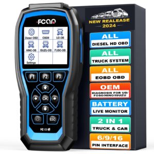 fcar f506 heavy duty truck scanner enhanced hd diesel scanner full-systems diagnostic tool with engine/abs/vcs/ebs/srs/suspension/battery/cluth transmission check trucks & cars 2 in 1 codes reader