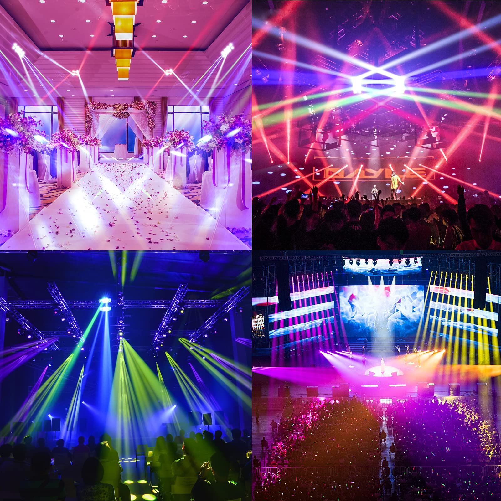 ZKYMZL Spider Moving Head Light LEDs Beam DJ Lights RGBW Sound Activated and DMX512 Control for Party Pub Disco Show Wedding Event Stage Lighting.