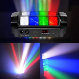 ZKYMZL Spider Moving Head Light LEDs Beam DJ Lights RGBW Sound Activated and DMX512 Control for Party Pub Disco Show Wedding Event Stage Lighting.