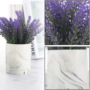 LUEUR Artificial Flower Potted Lavender Purple Fake Flowers Faux Lavenders in Pots for Home Decor Party Wedding Garden Office Patio Decoration