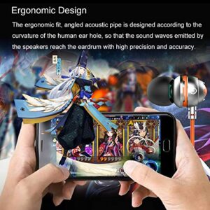 TIMMKOO Wired Earbuds Dual Drivers Phone Earbuds with Mic Bass Earphone with Microphone Noise Isolating for iPhone Android Smartphones Tablets Laptop Orange