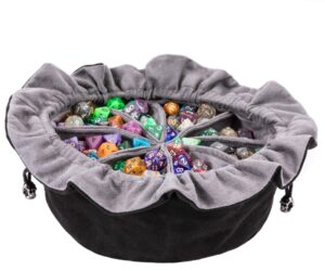 large dnd dice drawstring bags with pockets black storage bag for rpg mtg game dices capacity over 300 dice