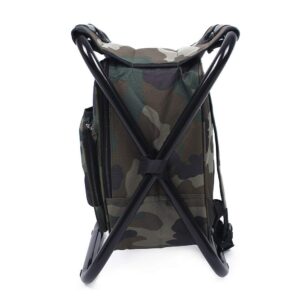 UNISTRENGH Folding 3 in 1 Camping Chair Stool Backpack with Cooler Insulated Picnic Bag, Hiking Camouflage Seat Table Bag Camping Gear for Outdoor Indoor Fishing Travel Beach BBQ (Camouflage)