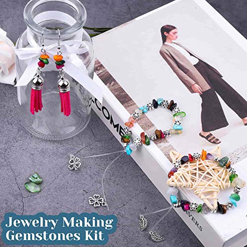 PAXCOO 1046Pcs Crystal Chip Beads and Jewelry Making Gemstones Kit for Jewelry Earring Necklace and Bracelets Making Supplies