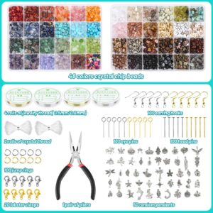 PAXCOO 1046Pcs Crystal Chip Beads and Jewelry Making Gemstones Kit for Jewelry Earring Necklace and Bracelets Making Supplies