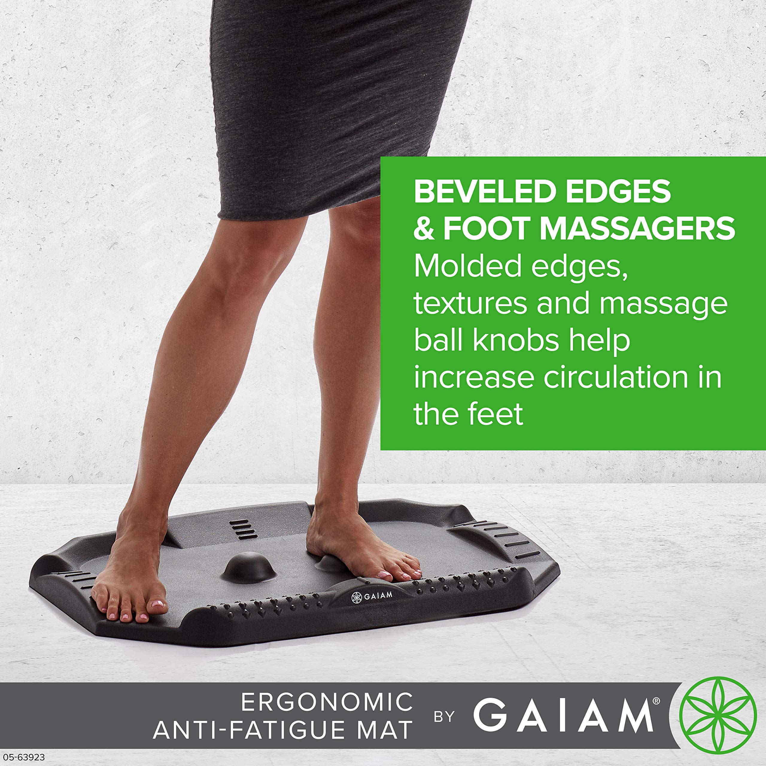 Gaiam Standing Mat for Office Desks - Ergonomic Anti Fatigue Balance Board Cushion with Beveled Edges & Foot Massage Ball Knobs (27" L x 22" W)