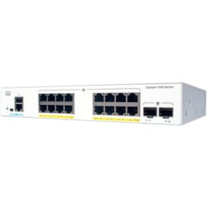 cisco catalyst 1000-16t-2g-l network switch, 16 gigabit ethernet ports, 2 1g sfp uplink ports, fanless operation, enhanced limited (c1000-16t-2g-l)