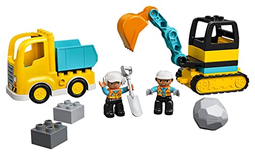 LEGO DUPLO Town Truck & Tracked Excavator Construction Vehicle 10931 Toy for Toddlers 2-4 Years Old Girls & Boys, Fine Motor Skills Development and Learning Toy