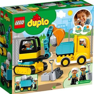 LEGO DUPLO Town Truck & Tracked Excavator Construction Vehicle 10931 Toy for Toddlers 2-4 Years Old Girls & Boys, Fine Motor Skills Development and Learning Toy