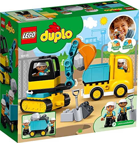 LEGO DUPLO Town Truck & Tracked Excavator Construction Vehicle 10931 Toy for Toddlers 2-4 Years Old Girls & Boys, Fine Motor Skills Development and Learning Toy