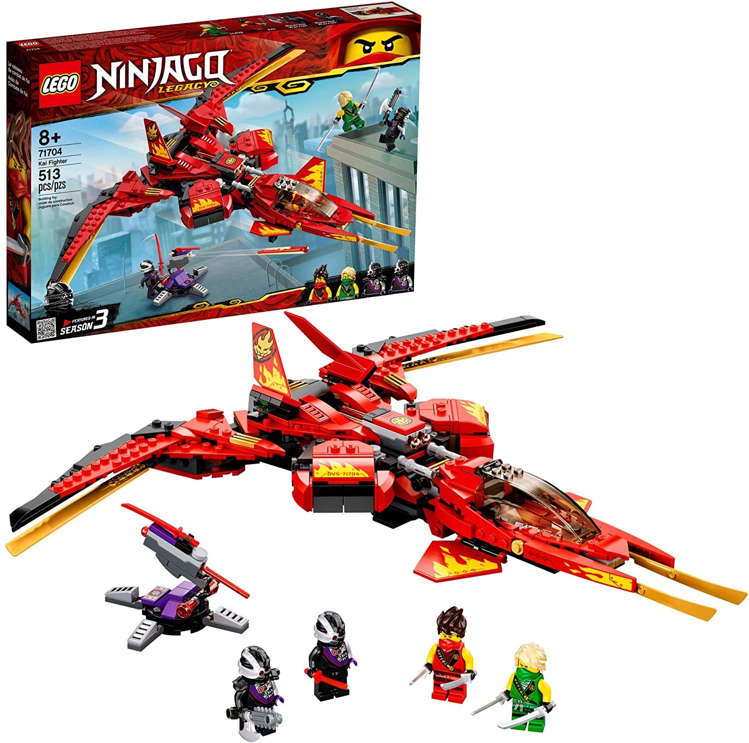 LEGO NINJAGO Legacy Kai Fighter 71704 Building Set for Kids Featuring Ninja Action Figures (513 Pieces)