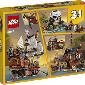 LEGO Creator 3 in 1 Pirate Ship Building Set, Kids can Rebuild The Pirate Ship into an Inn or Skull Island, Features 4 Minifigures and Shark Toy, Makes a Great Gift for Kids Ages 9+ Years Old, 31109