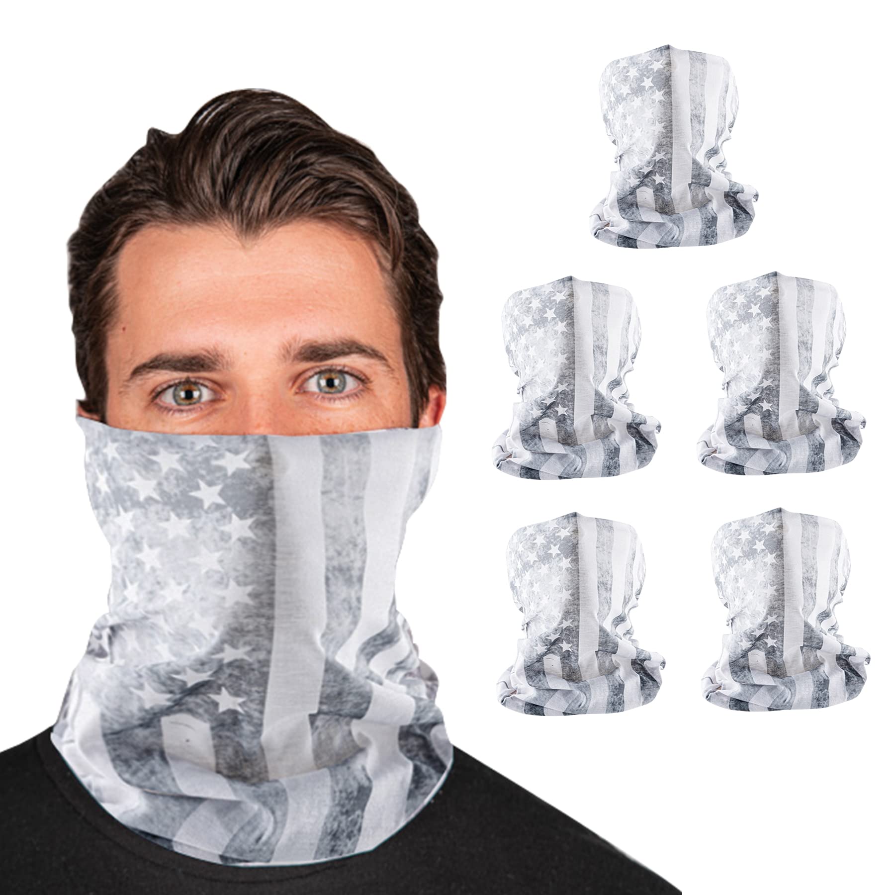 S A Company 5-Pack UV Face Shield | UV 30+ Multipurpose Neck Gaiter Balaclava for Adults