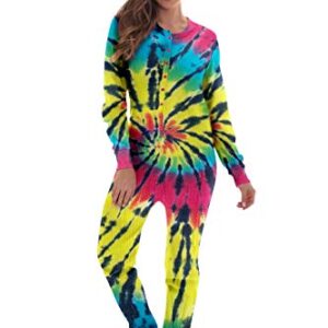 #followme Women's Tie Dye Henley Thermal Onesie 6769-10488-S