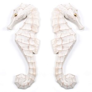 t.i. design coastal seahorses pair white wash wall art