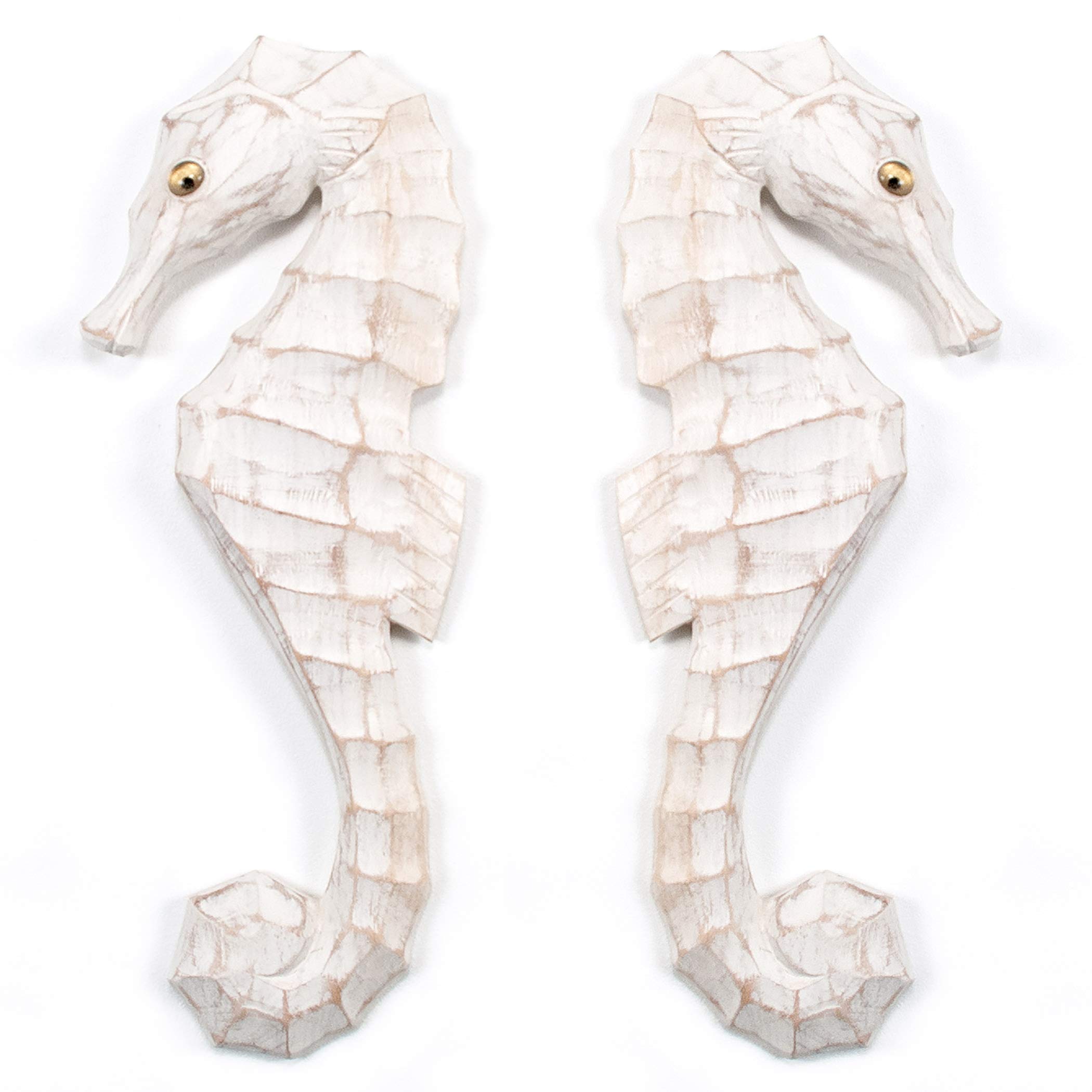 T.I. Design Coastal Seahorses Pair White Wash Wall Art