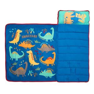 Baby Boom Funhouse Dinosaurs Kids Nap Mat Set – Includes Pillow and Fleece Blanket – Great for Boys Napping during Daycare or Preschool - Fits Toddlers, Blue