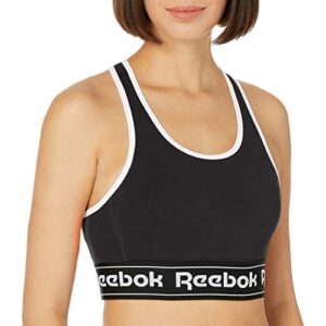 reebok training essentials linear logo low impact sports bralette, black, 1x16w