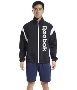 reebok training essentials linear logo full zip jacket, black/white, xl