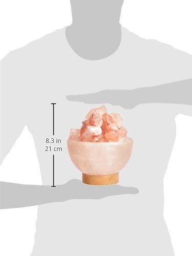 Amazon Basics Natural Himalayan Salt Lamp Bowl with Natural Crystal Chunks, Wood Base with Dimmer Switch - Crystal Pink