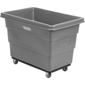 global industrial 8 bushel plastic bulk box truck, steel chassis base, gray, 33-3/10"l x 24-3/5"w x 27-2/5"h