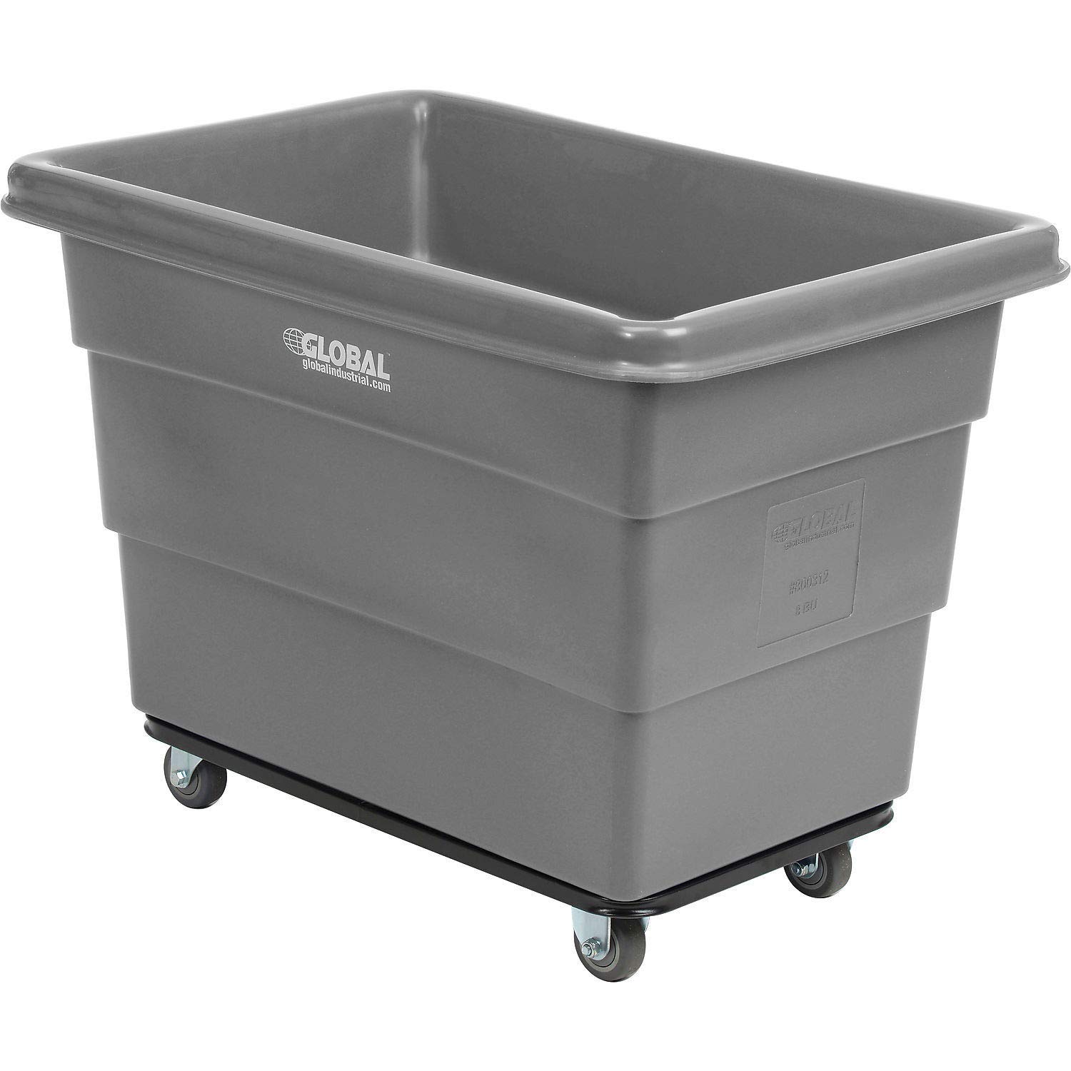 Global Industrial 8 Bushel Plastic Bulk Box Truck, Steel Chassis Base, Gray, 33-3/10"L x 24-3/5"W x 27-2/5"H