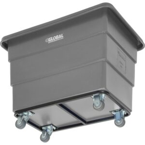 Global Industrial 8 Bushel Plastic Bulk Box Truck, Steel Chassis Base, Gray, 33-3/10"L x 24-3/5"W x 27-2/5"H