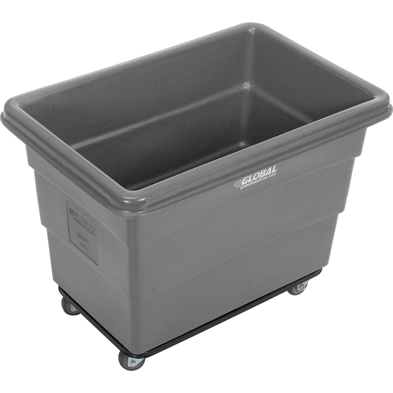 Global Industrial 8 Bushel Plastic Bulk Box Truck, Steel Chassis Base, Gray, 33-3/10"L x 24-3/5"W x 27-2/5"H