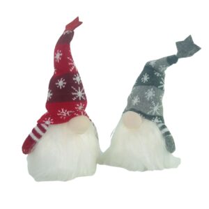gerson 7" h battery operated lighted holiday plush gnome figurine, assortment of 2