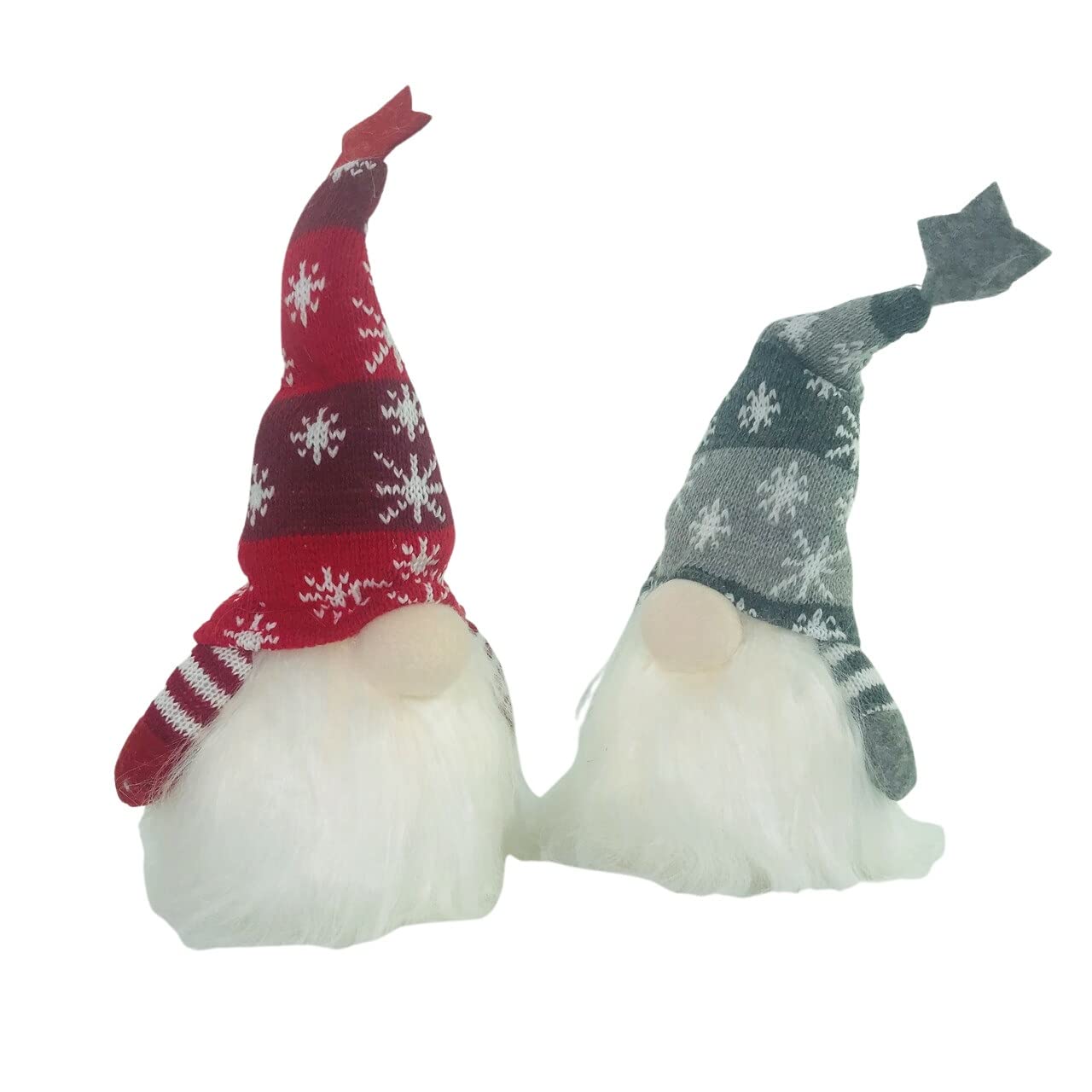 Gerson 7" H Battery Operated Lighted Holiday Plush Gnome Figurine, Assortment of 2