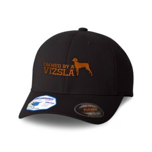 custom flexfit hats for men & women owned by a vizsla dog embroidery dogs polyester dad hat baseball cap large xlarge black design only