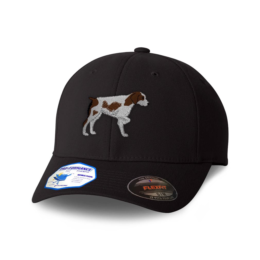 Custom Flexfit Hats for Men & Women Brittany Spaniel Dog Breed Embroidery Dogs Polyester Dad Hat Baseball Cap Small Medium Black Design Only