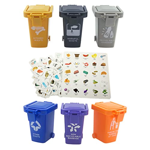 AITING Kids Garbage Classification Toy Vehicles Garbage Truck's 6 Trash Cans +100 Card