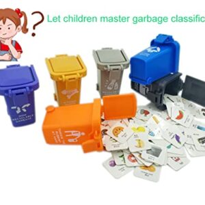 AITING Kids Garbage Classification Toy Vehicles Garbage Truck's 6 Trash Cans +100 Card