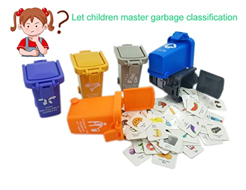 AITING Kids Garbage Classification Toy Vehicles Garbage Truck's 6 Trash Cans +100 Card