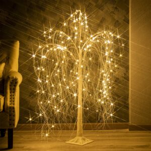 vanthylit 4ft 180led white willow tree light with fairy lights warm white for christmas deacorations party indoor and outdoor decor