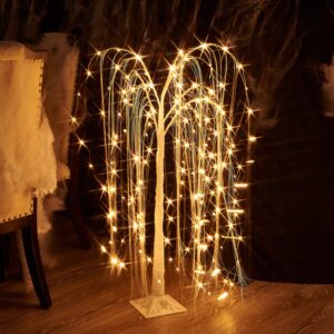 Vanthylit 4FT 180LED White Willow Tree Light with Fairy Lights Warm White for Christmas Deacorations Party Indoor and Outdoor Decor