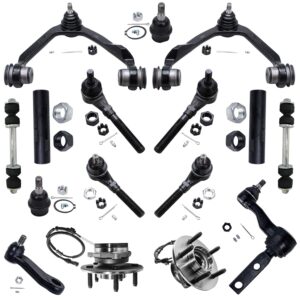 detroit axle - 4wd front end 16pc suspension kit for 00-03 ford f-150 2000 2001 2002 2003 wheel bearing hubs upper control arms lower ball joints sway bars tie rods idler pitman arm sleeve replacement