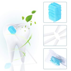 (50 Pack) Disposable Mouth Swabs Sponge - Unflavored & Sterile Oral Swabs Dental Swabsticks for Mouth Cleaning(Contains Tooth Powder)