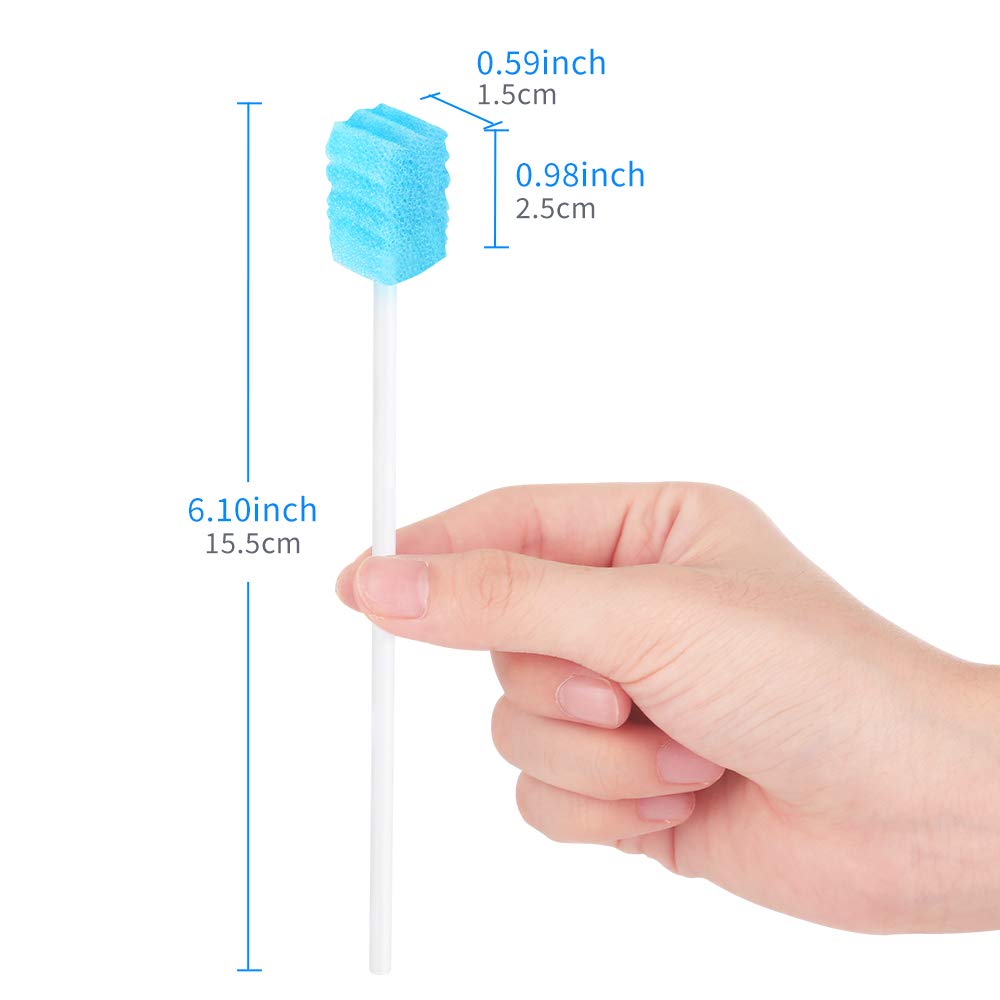 (50 Pack) Disposable Mouth Swabs Sponge - Unflavored & Sterile Oral Swabs Dental Swabsticks for Mouth Cleaning(Contains Tooth Powder)