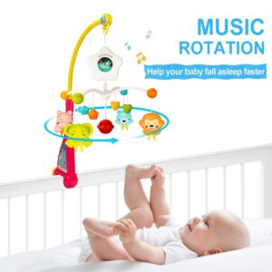 UNIH Baby Crib Mobile Toys with Music and Lights, Nursery Crib Mobiles, Infant Bed Decor Toy for Newborn 0-24 Months