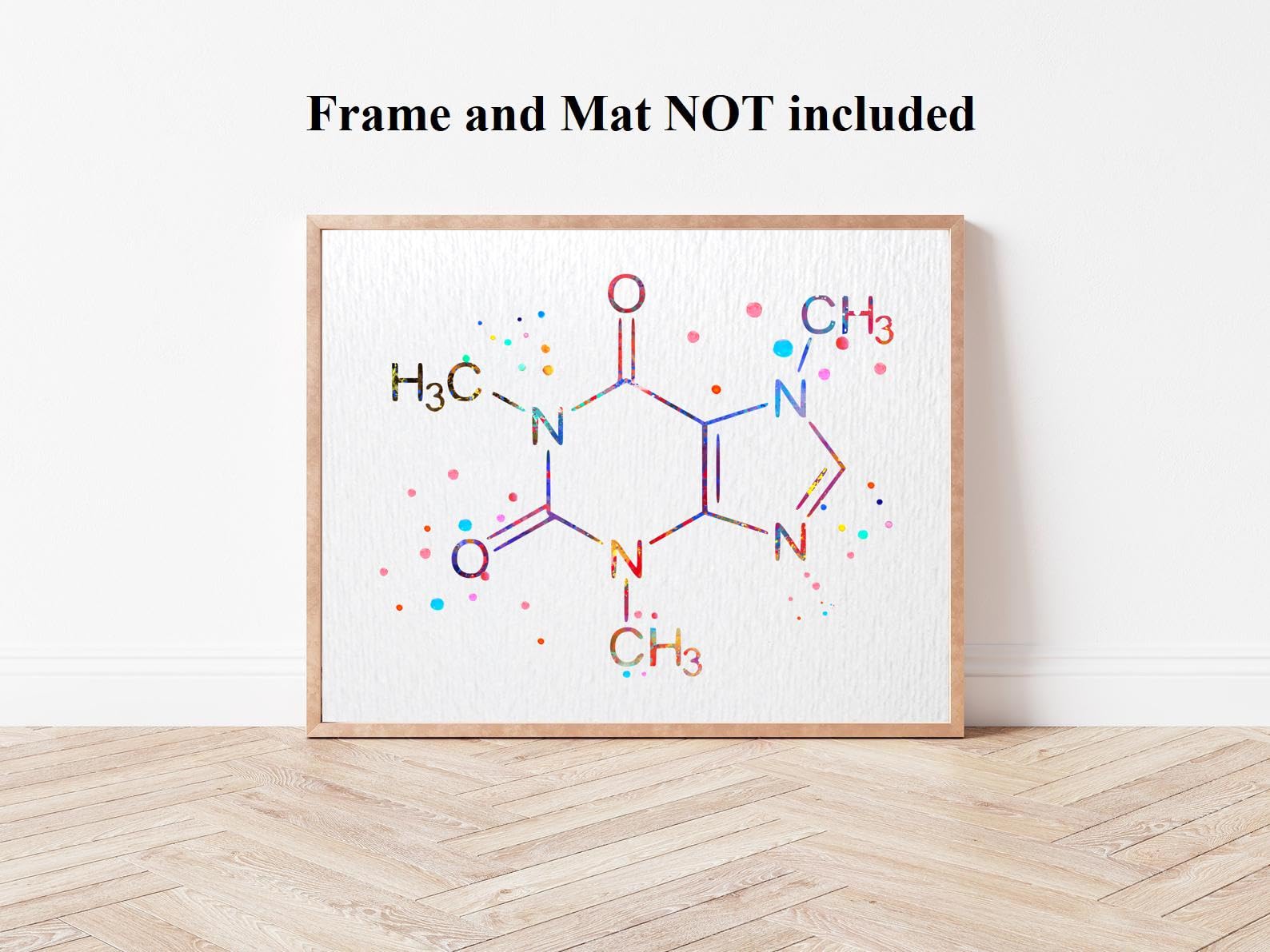 Dignovel Studios 8X10 Unframed Caffeine Molecule Chemical Symbol Watercolor Art Print Poster Housewarming Wall Giclee Office Home Decor DN536